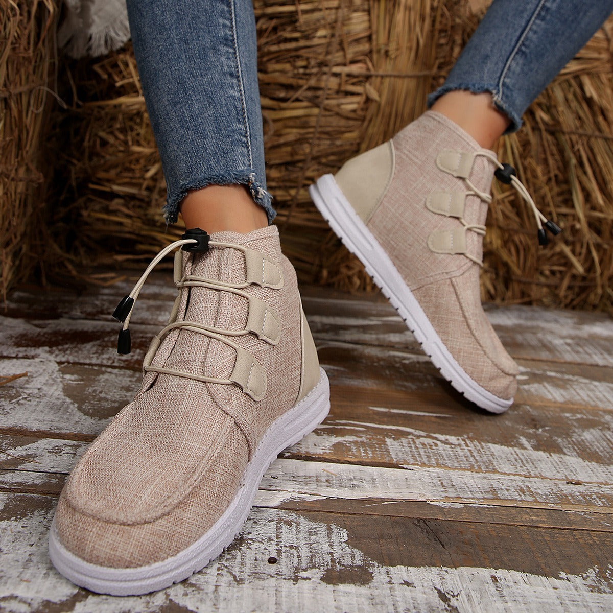 Hazel Blues® |  Lace-Up Round Toe Flat Sneakers