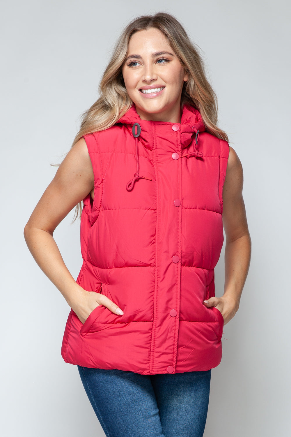 Hazel Blues® |  Snobbish Snap and Zip Closure Hooded Vest