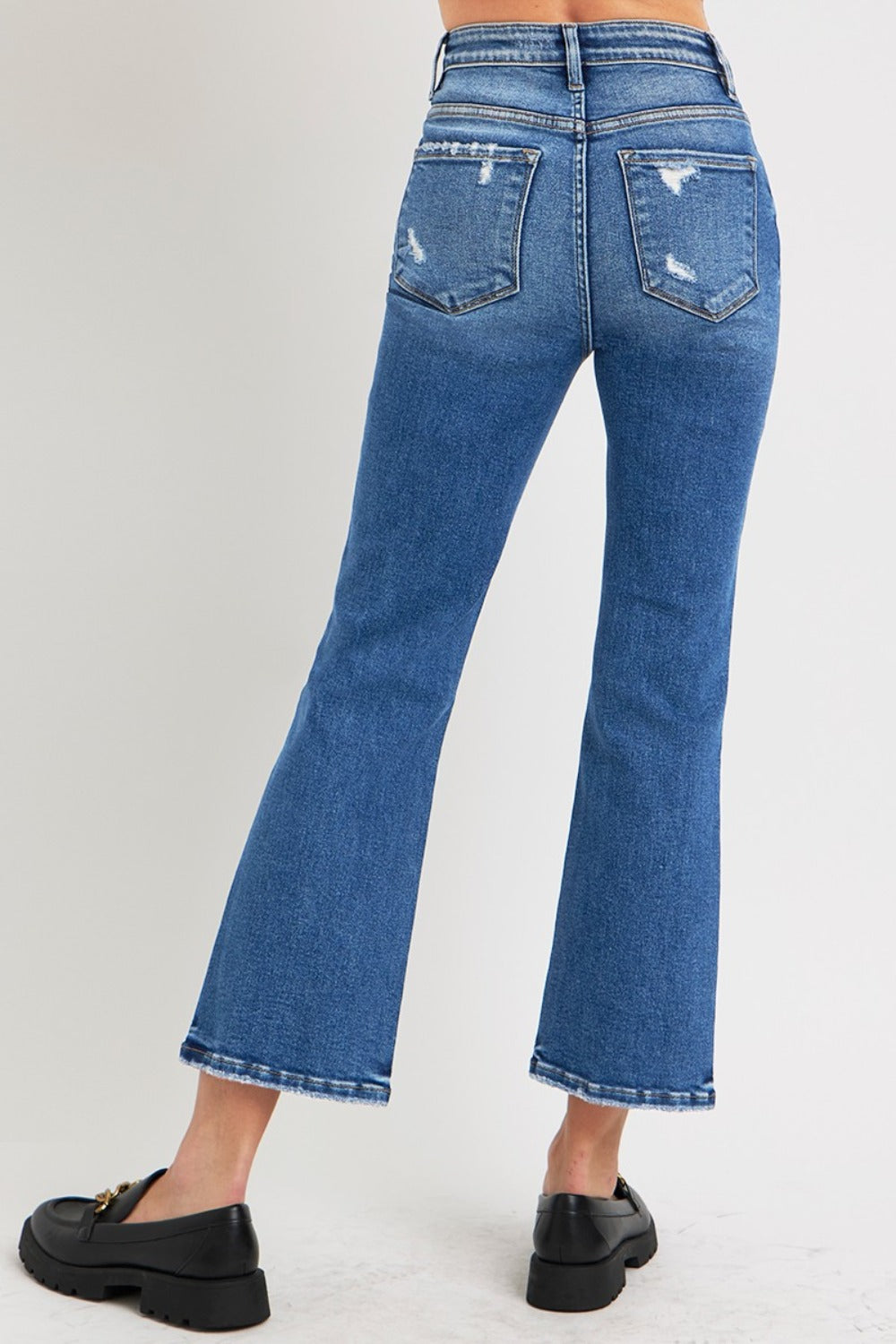 Hazel Blues® |  RISEN Tummy Control High Rise Crop Bootcut Jeans