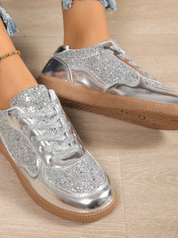 Hazel Blues® |  Sequin PU Leather Flat Sneakers