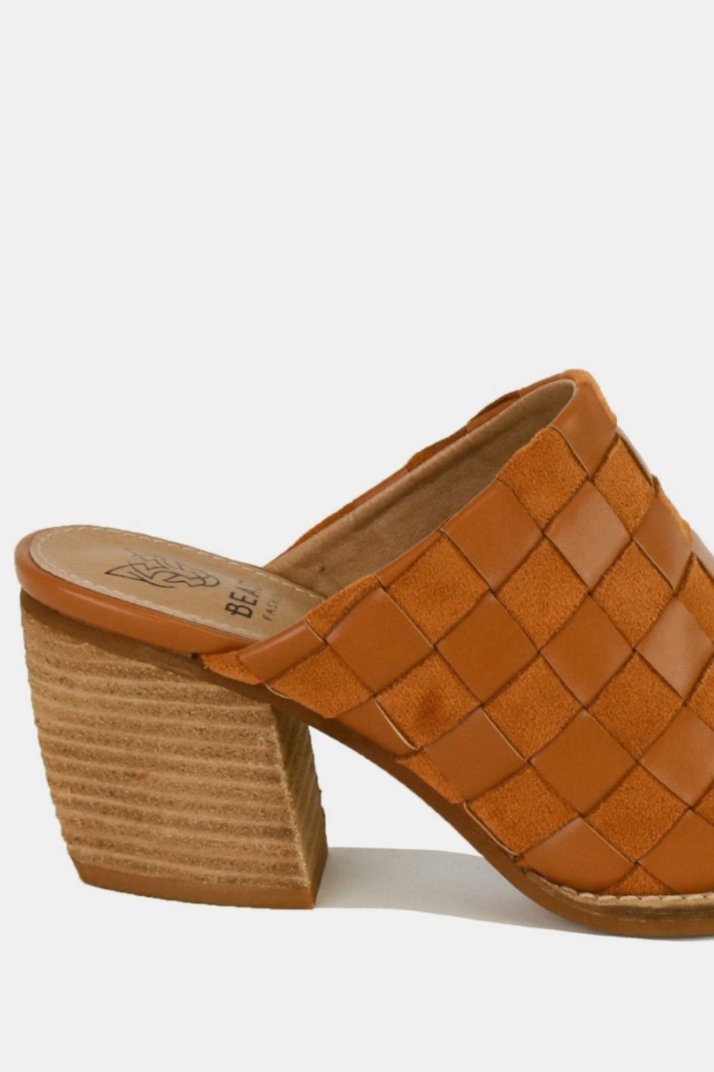 Hazel Blues® |  Beast Fashion Woven Checkerboard Block Heel Mule Shoes