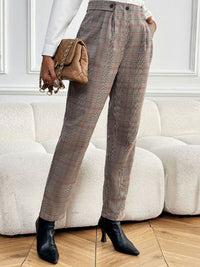 Hazel Blues® |  Perfee Plaid Straight Pants with Pockets