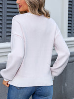 Hazel Blues® |  Bow Graphic Round Neck Long Sleeve Sweater