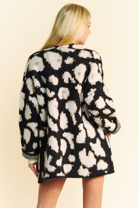 Hazel Blues® |  Davi & Dani Leopard Open Front Long Sleeve Cardigan