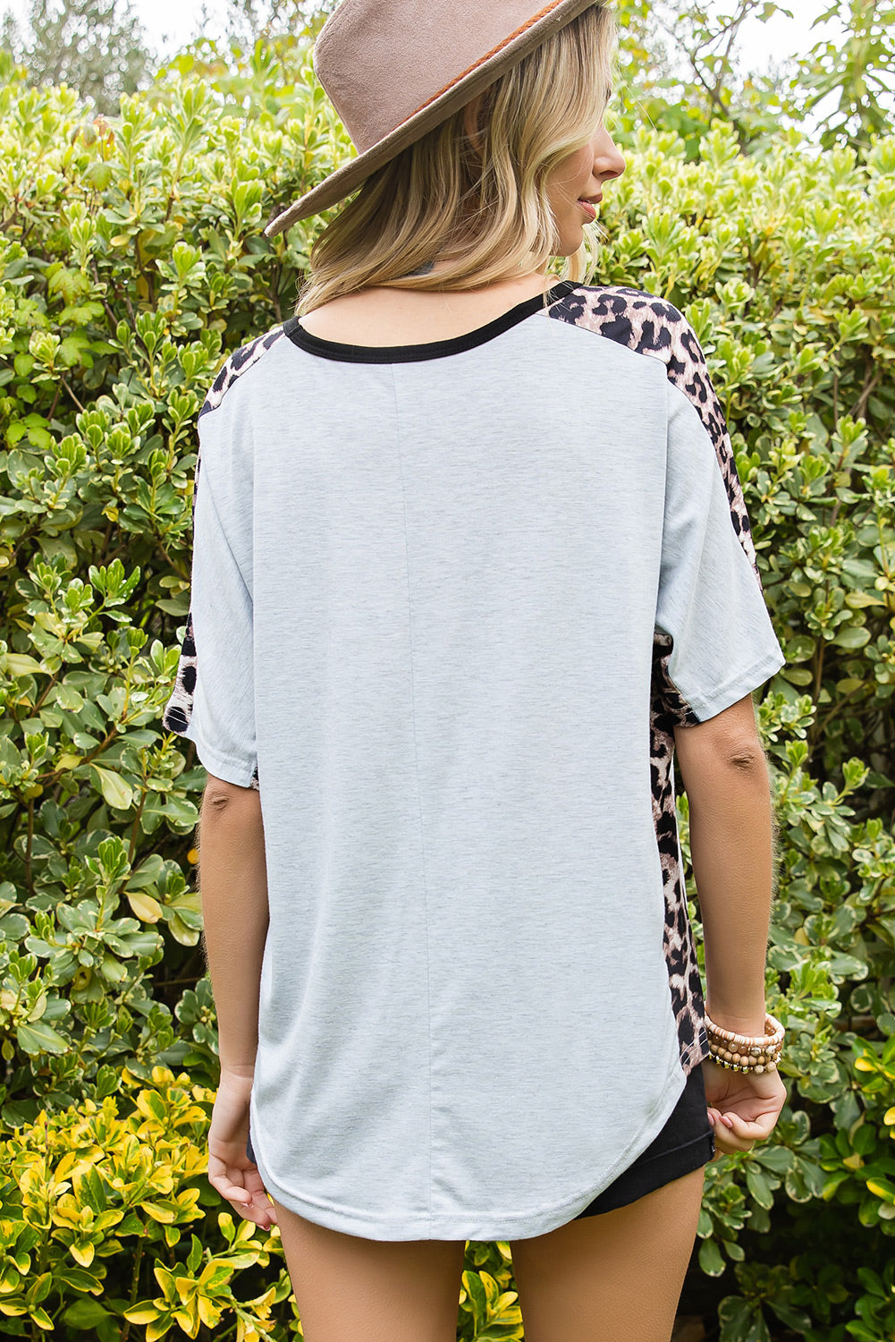 Hazel Blues® |  Leopard Bow Round Neck Half Sleeve T-Shirt