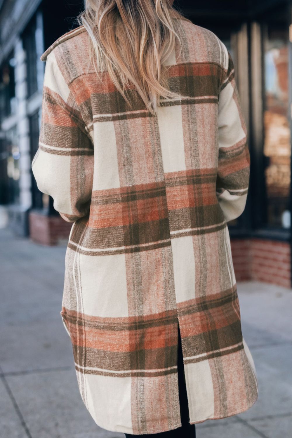 Hazel Blues® |  Pocketed Plaid Collared Neck Shacket