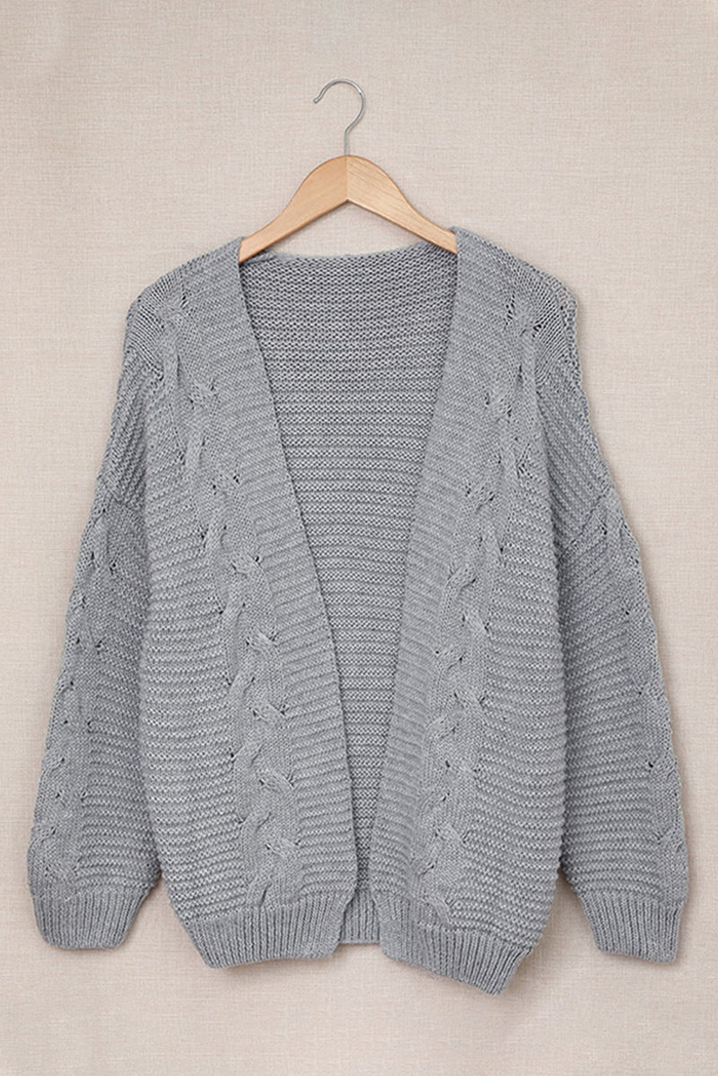 Hazel Blues® |  Cable-Knit Open Front Cardigan