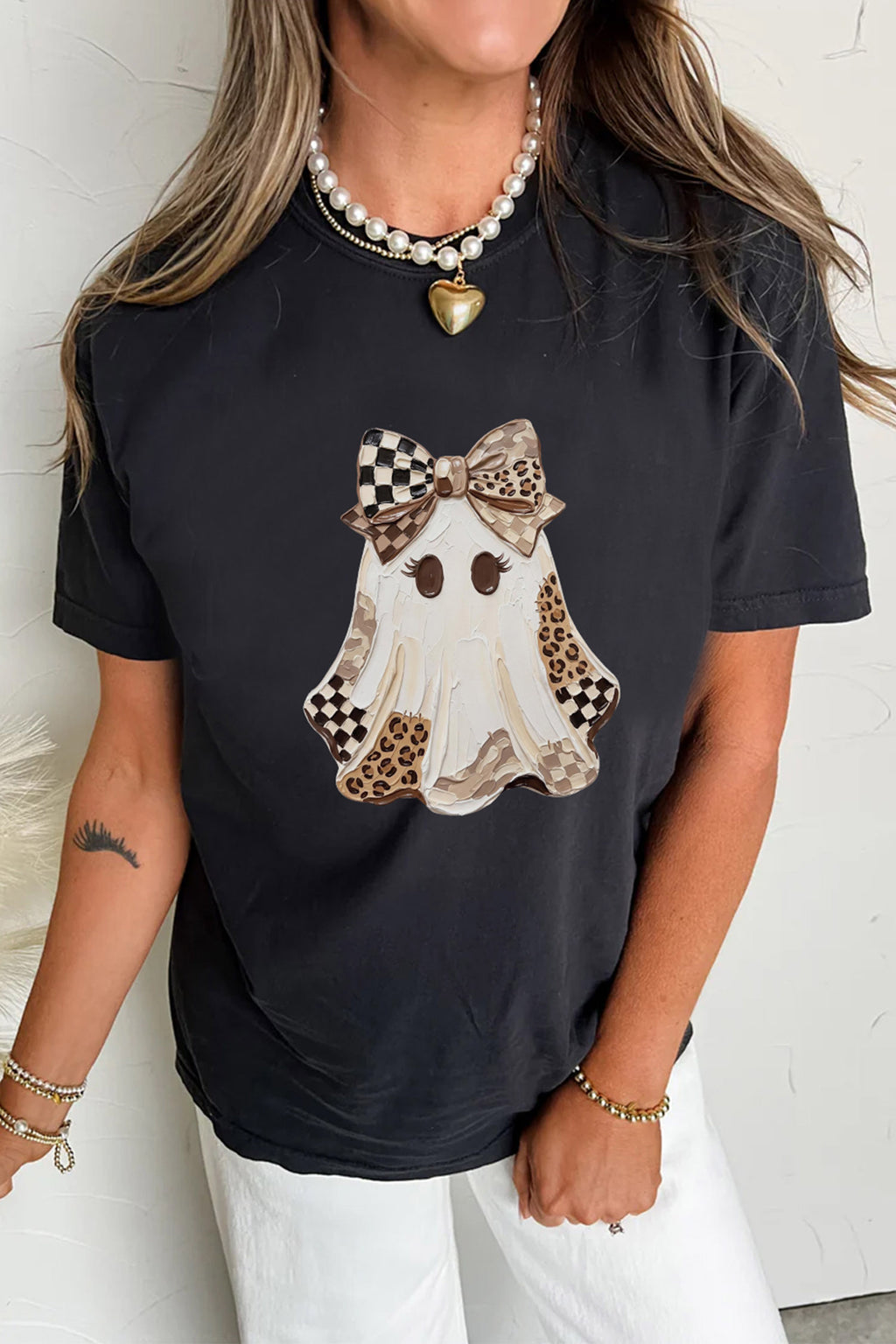 Boo Crew Checkered Ghost Halloween T-Shirt