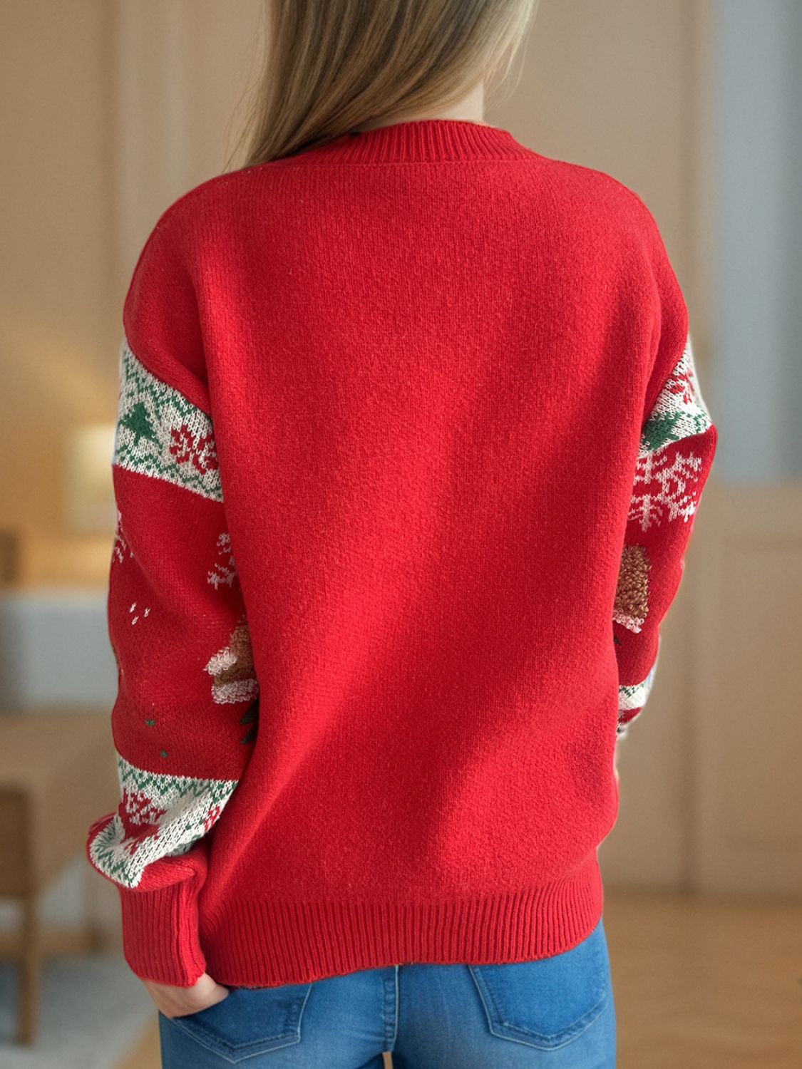 Hazel Blues® |  Christmas Element Round Neck Long Sleeve Sweater