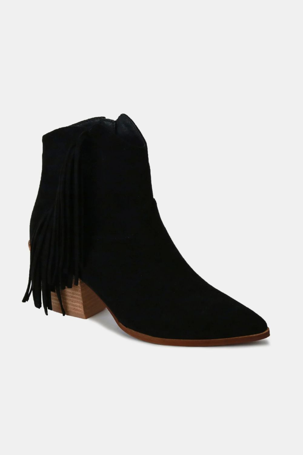 Hazel Blues® |  Beast Fashion Suede Fringe Point Toe Ankle Boots