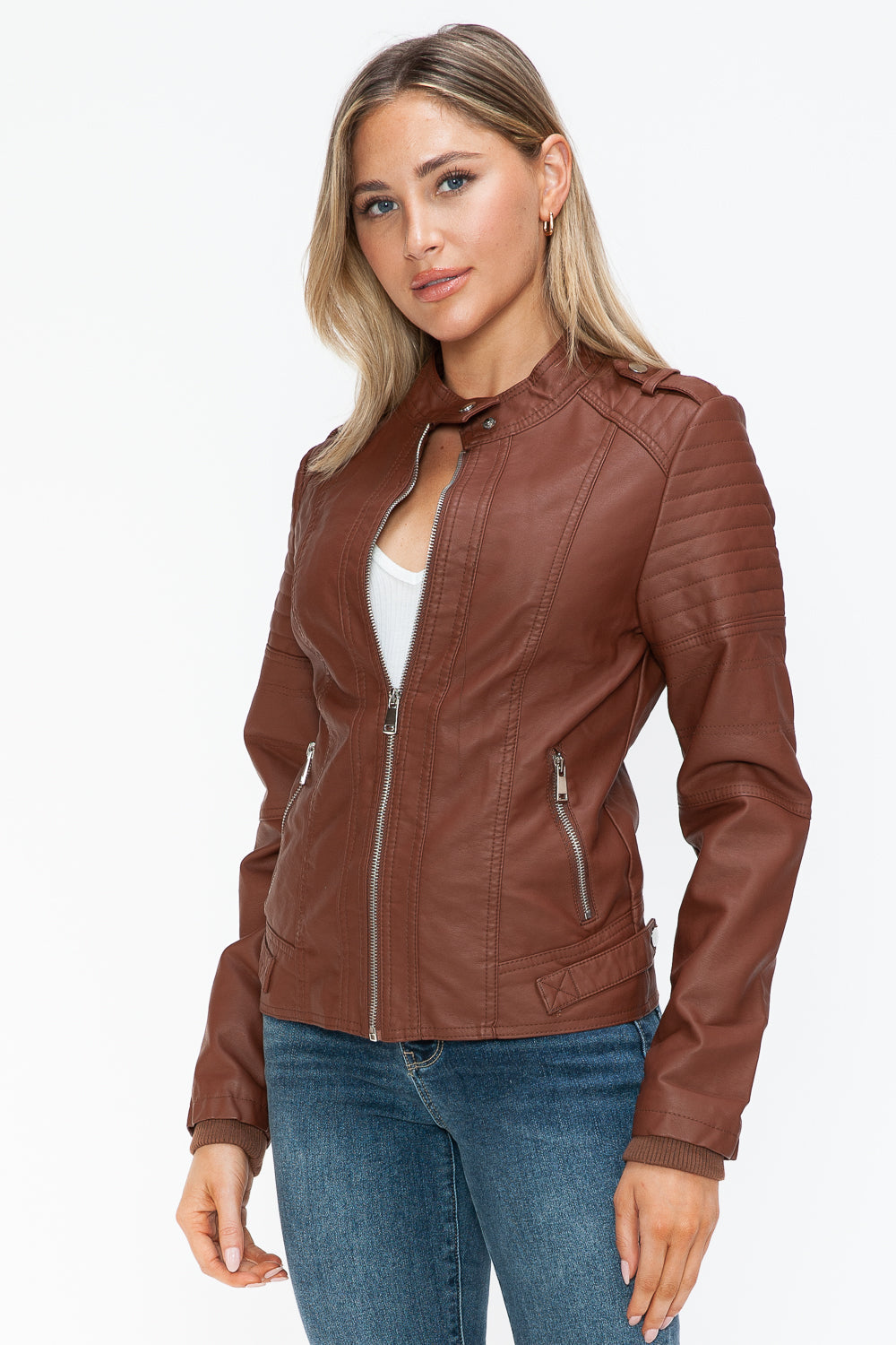 Hazel Blues® |  Snobbish PU Leather Biker Jacket with Side Zip Pockets