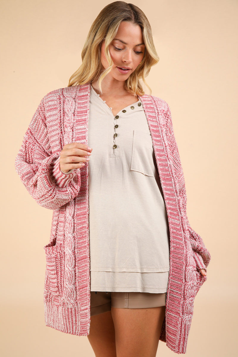 Hazel Blues® |  VERY J Cable Knit Open Front Cardigan