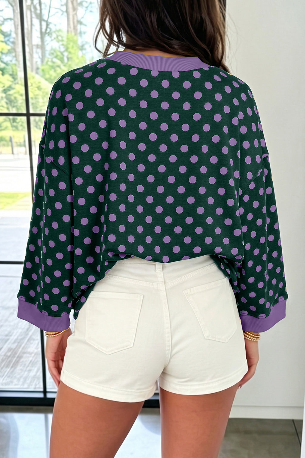 Delilah Lane Green Polka Dot Top