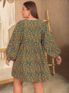 Hazel Blues® | V-Neck Balloon Sleeve Printed Mini Dress