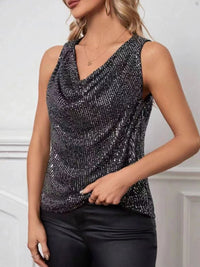 Hazel Blues® |  Sequin Cowl Neck Tank