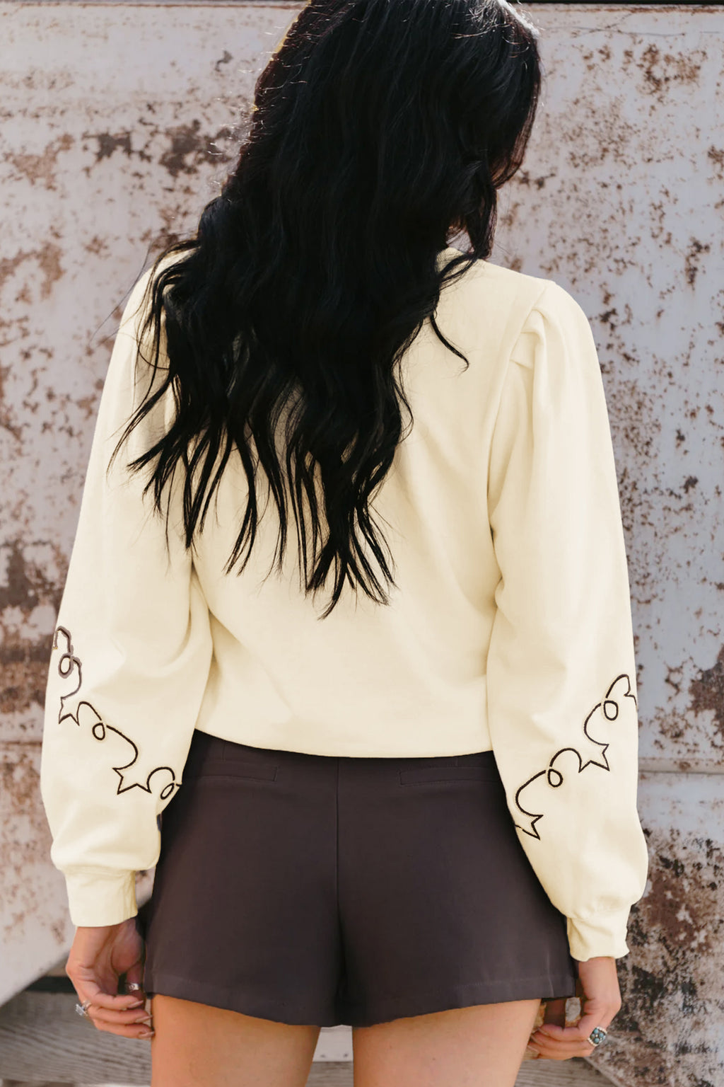 Western Embroidered Half-Button Top