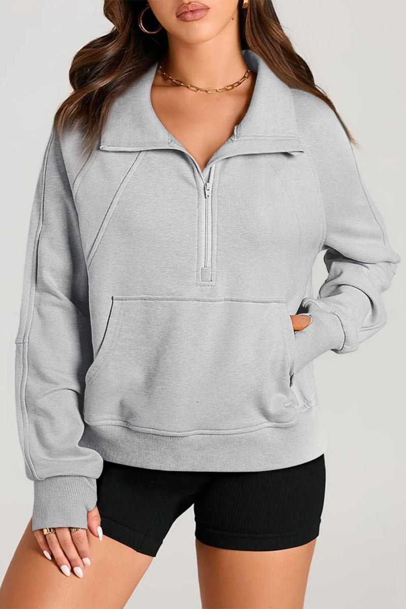 Hazel Blues® |  Half Zip Long Sleeve Sweatshirt