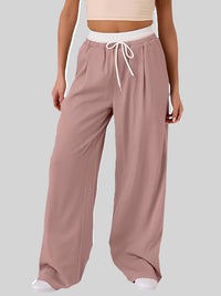 Hazel Blues® |  Contrast Waistband Drawstring Wide Leg Pants