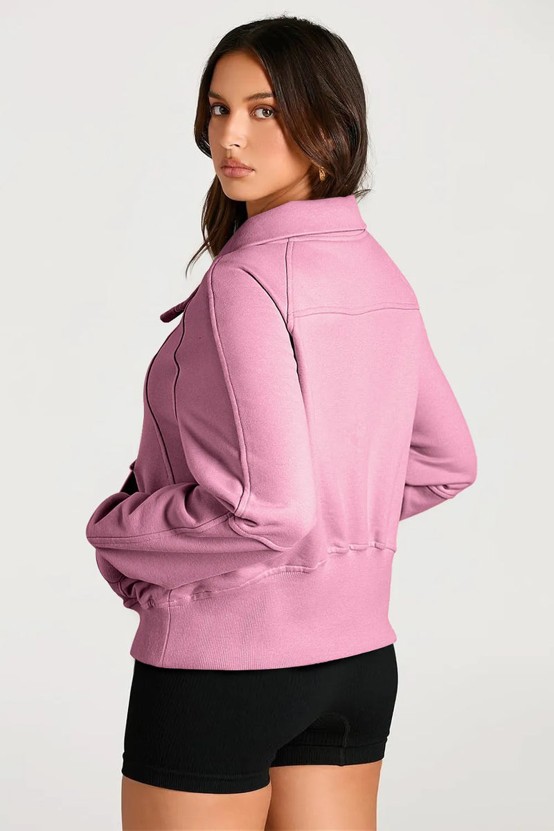 Hazel Blues® |  Half Zip Long Sleeve Sweatshirt