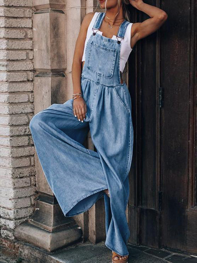 Hazel Blues® |  Wide Leg Denim Overalls