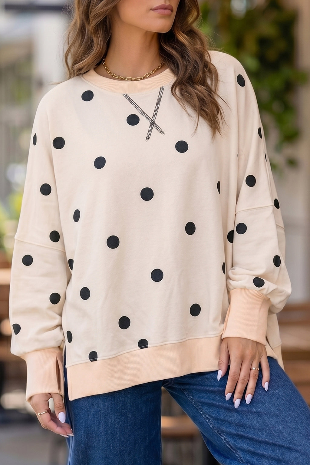 Hazel Blues® |  Dot Darling Sweatshirt | Polka Dot Sweatshirt