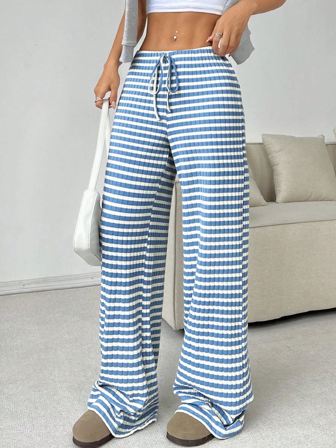 Hazel Blues® |  Tied Striped Wide Leg Pants