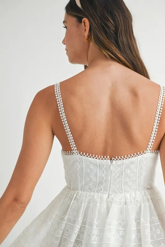 Eyelet Lace Mini Dress OFFWHITE / S Eyelet Lace Mini Dress OFFWHITE / S