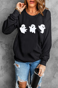 Hazel Blues® |  Ghost Round Neck Long Sleeve Sweatshirt