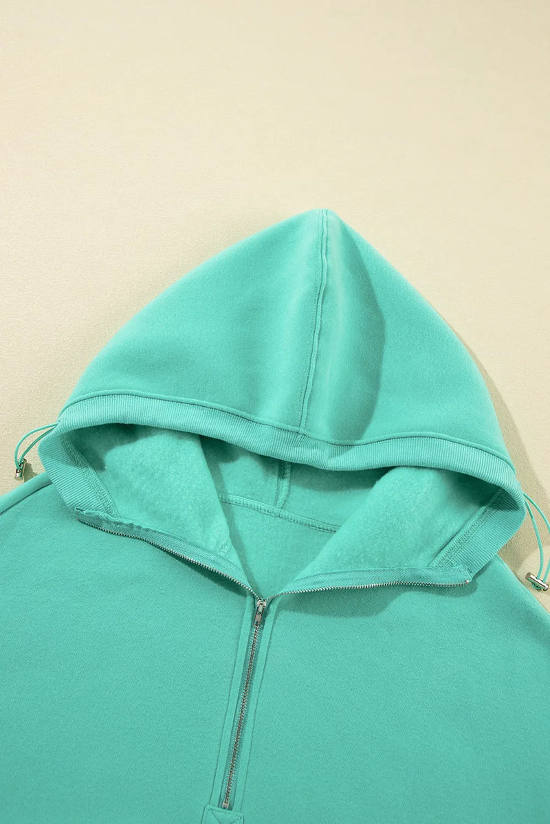 Hazel Blues® |  Pocketed Half Zip Long Sleeve Hoodie