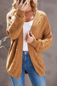 Hazel Blues® |  Cable-Knit Open Front Cardigan