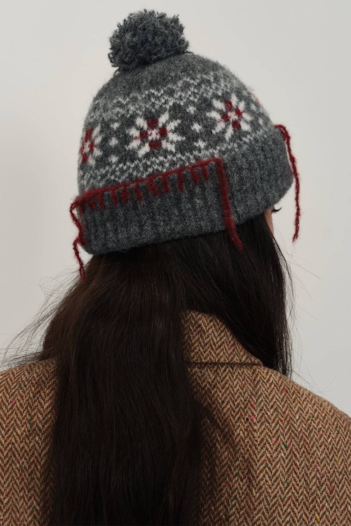 Hazel Blues® |  Seam Trim Geometric Knit Hat