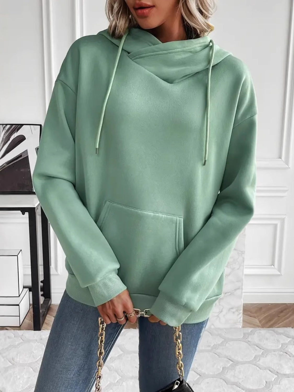 Hazel Blues® |  Drawstring Long Sleeve Hoodie with Kangaroo Pocket