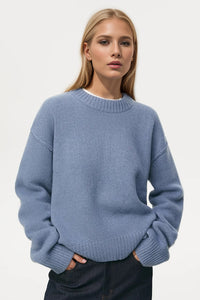 Hazel Blues® |  Basic Bae Round Neck Dropped Shoulder Sweater