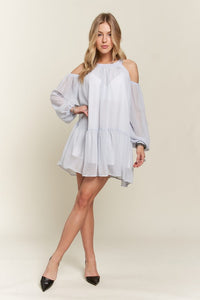 Hazel Blues® |  ADORA Cold Shoulder Balloon Sleeve Mini Dress