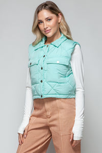 Hazel Blues® |  Snobbish Snap Down Quilted Crop Vest