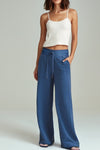 Hazel Blues® |  Sail Blue Drawstring High Waist Wide Leg Pocketed Sweatpants