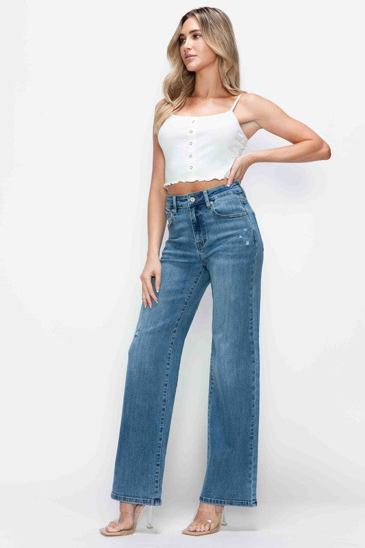 Hazel Blues® |  bytos High Rise Wide Leg Jeans with Pockets