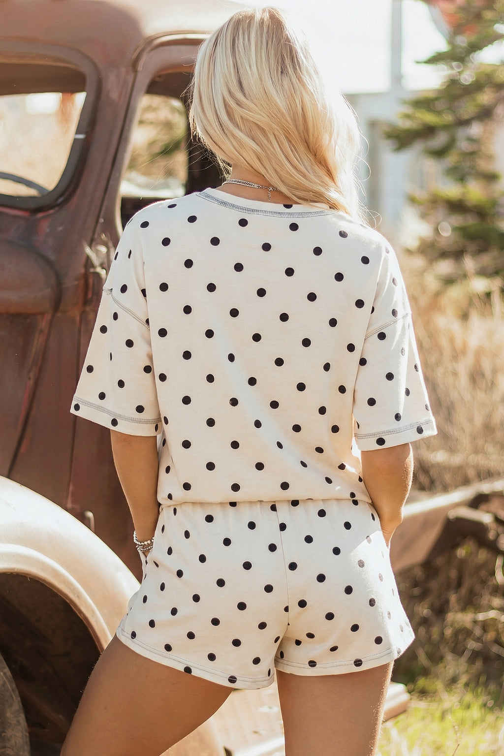 Harper Faith White Polka-Dot Shorts Set