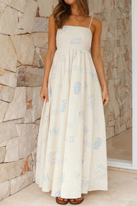 Hazel Blues® |  Cutout Back Printed Square Neck Maxi Dress