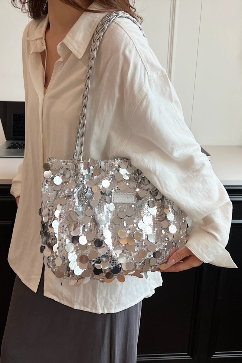 Hazel Blues® |  Sequin Braided Strap Shoulder Bag