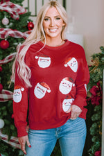 Hazel Blues® |  Fiery Red Santa Claus Sequin Graphic Sweatshirt