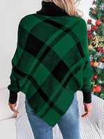 Hazel Blues® |  Plaid Turtleneck Batwing Sleeve Sweater
