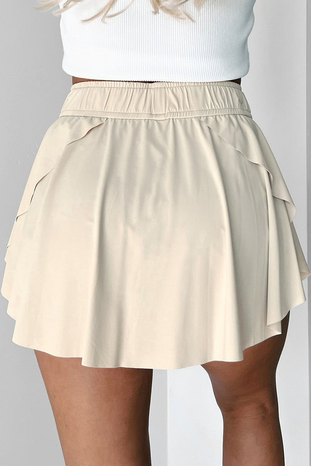 Maeve Rae Beige Drawstring Elastic Waistband Lined Tennis Skorts