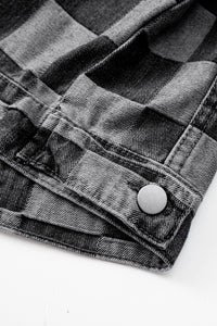 Hazel Blues® |  Checkered Button Up Denim Jacket