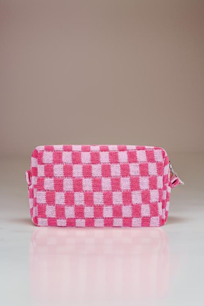 Hazel Blues® |  Zenana Checkered Pattern Knitted Cosmetic Pouch