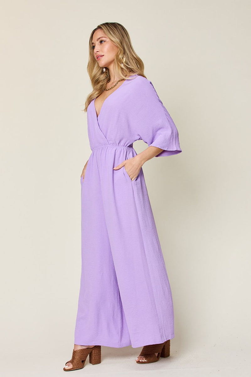Hazel Blues® | Double Take Half Sleeve Wide Leg Jumpsuit
