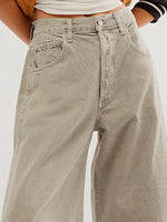 Hazel Blues® |  Raw Hem Wide Leg Jeans with Pockets