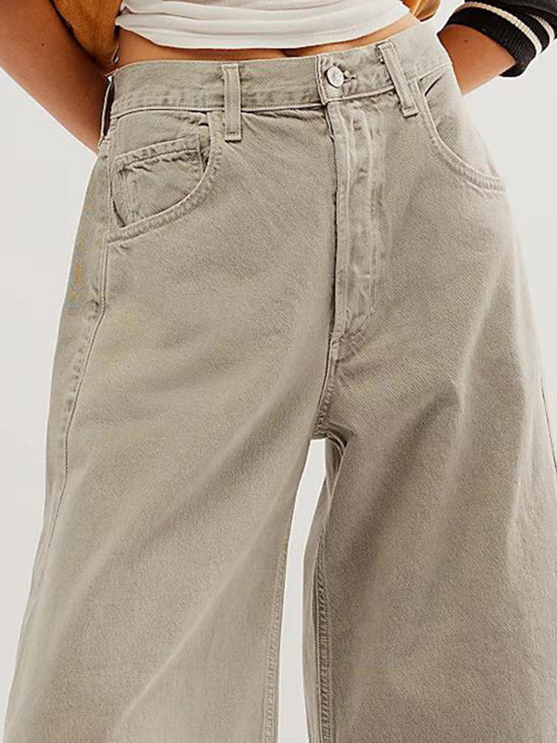 Hazel Blues® |  Raw Hem Wide Leg Jeans with Pockets