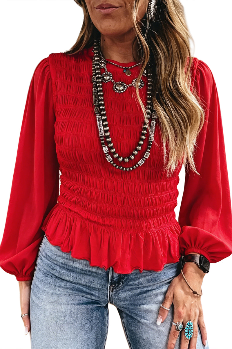 Clara Mae Smocked Blouse — Racing Red – Hazel Blues®