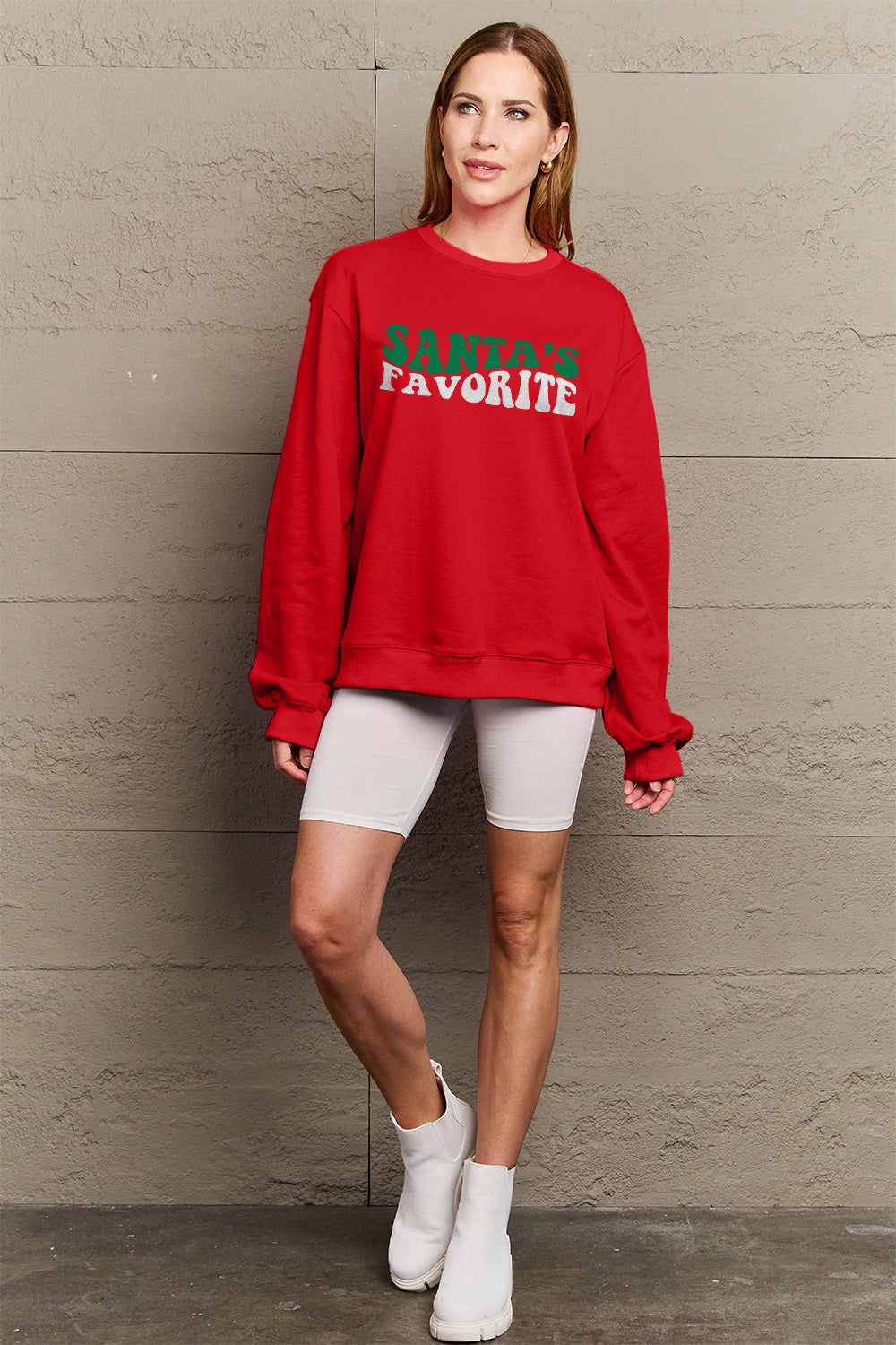 Hazel Blues® |  SANTA'S FAVORITE Round Neck Sweatshirt